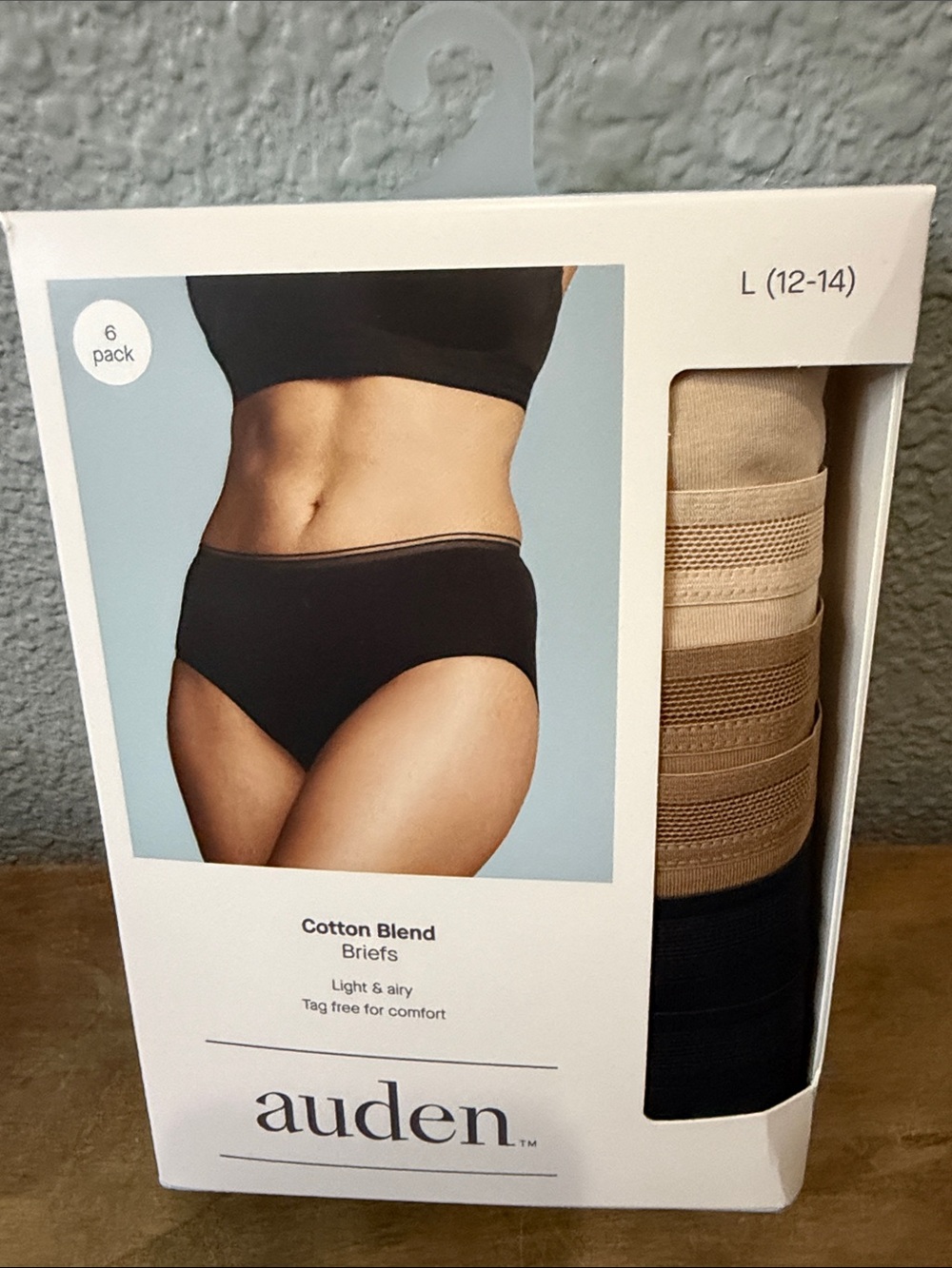Auden Briefs 6-Pack in Black and Beige size large